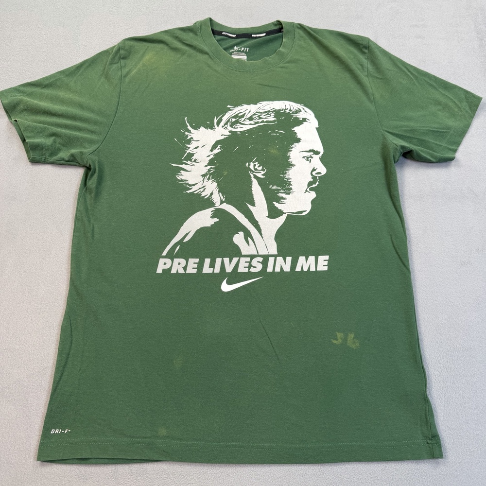Nike Dri-FIT Pre Lives In Me Shirt Mens Large Green Short Sleeve Running Tee